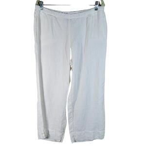 J. Jill White Linen Side Pockets Pants Women Size M